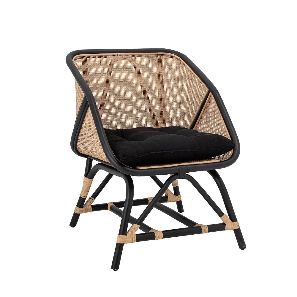 Bloomingville Silla Loue, Negro, Ratán Resistente la Intemperie