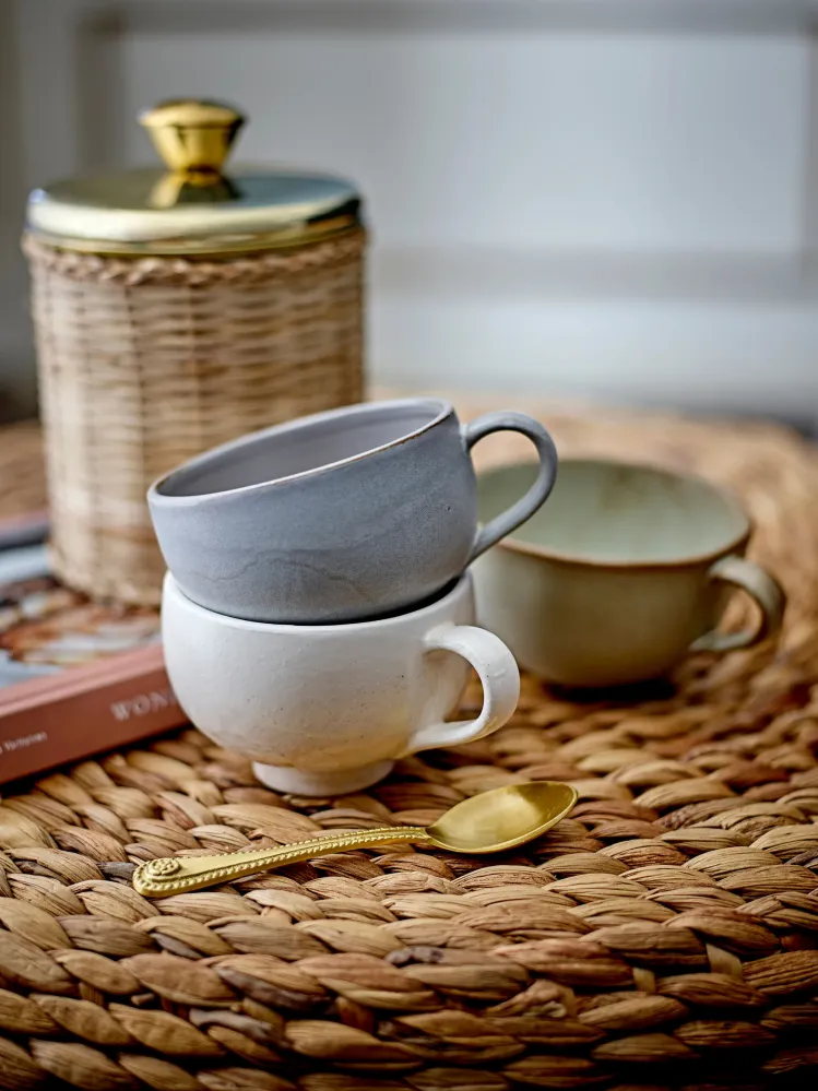 Bloomingville Taza Lila, Gris, Gres Incluye Kit de Montaje