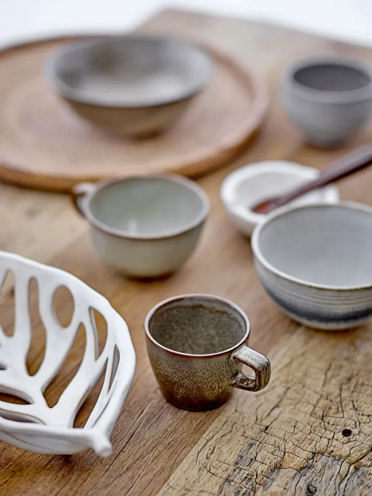 Bloomingville Taza Lila, Gris, Gres Incluye Kit de Montaje
