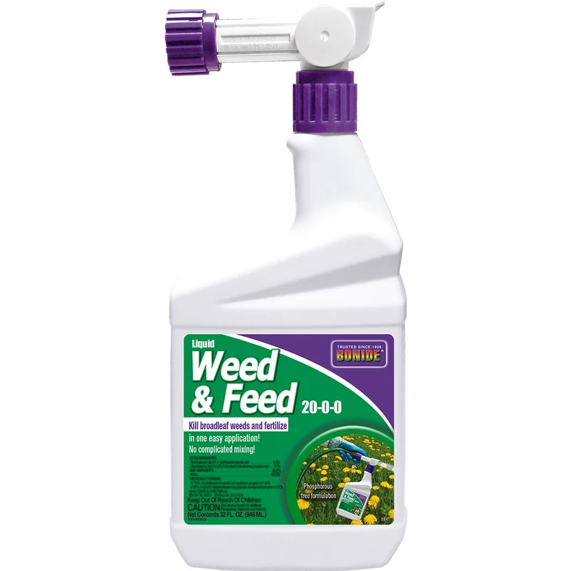Bonide 20-00-00 Herbicida y fertilizante para todo tipo de césped, 32 oz, 2500 pies cuadrados (paquete de 12)