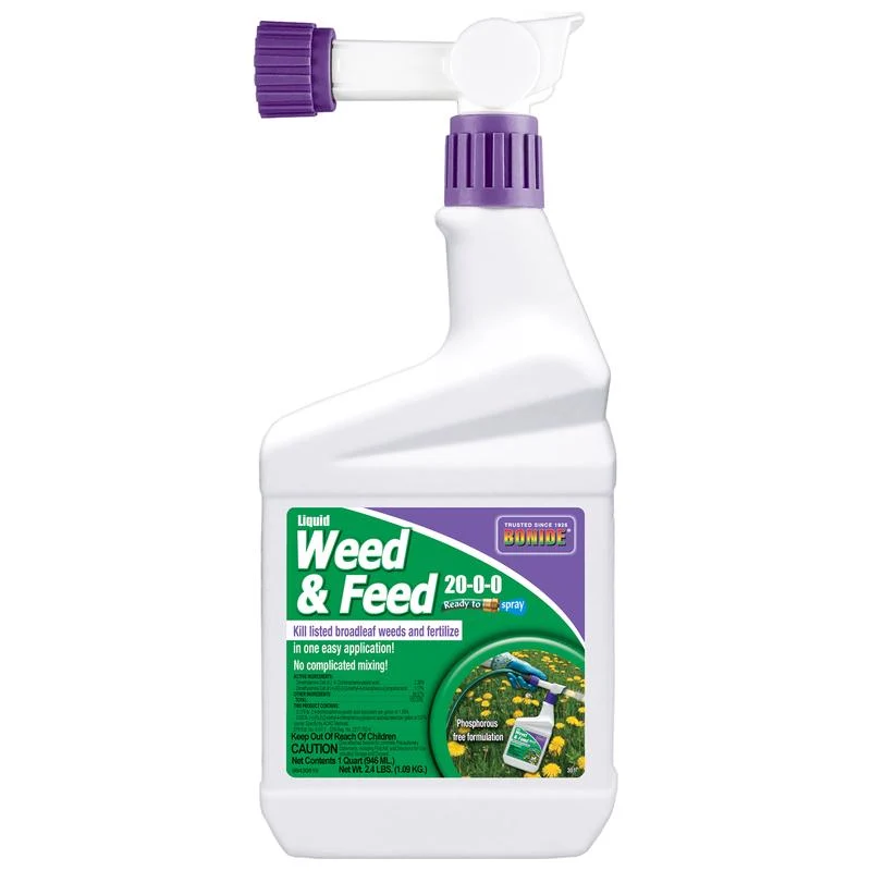 Bonide 20-00-00 Herbicida y fertilizante para todo tipo de césped, 32 oz, 2500 pies cuadrados (paquete de 12)