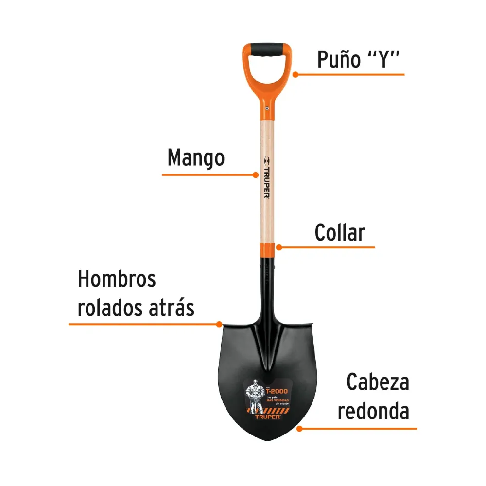 Cobertizo de Almacenamiento PALA REDONDA, TIPO COLOMBIA, # 4, MANGO "Y"