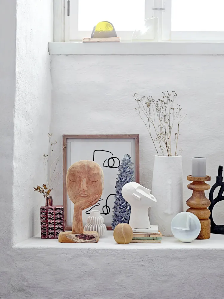 Césped Artificial Bloomingville Berican Deco Vaas, Blanco, Terracota
