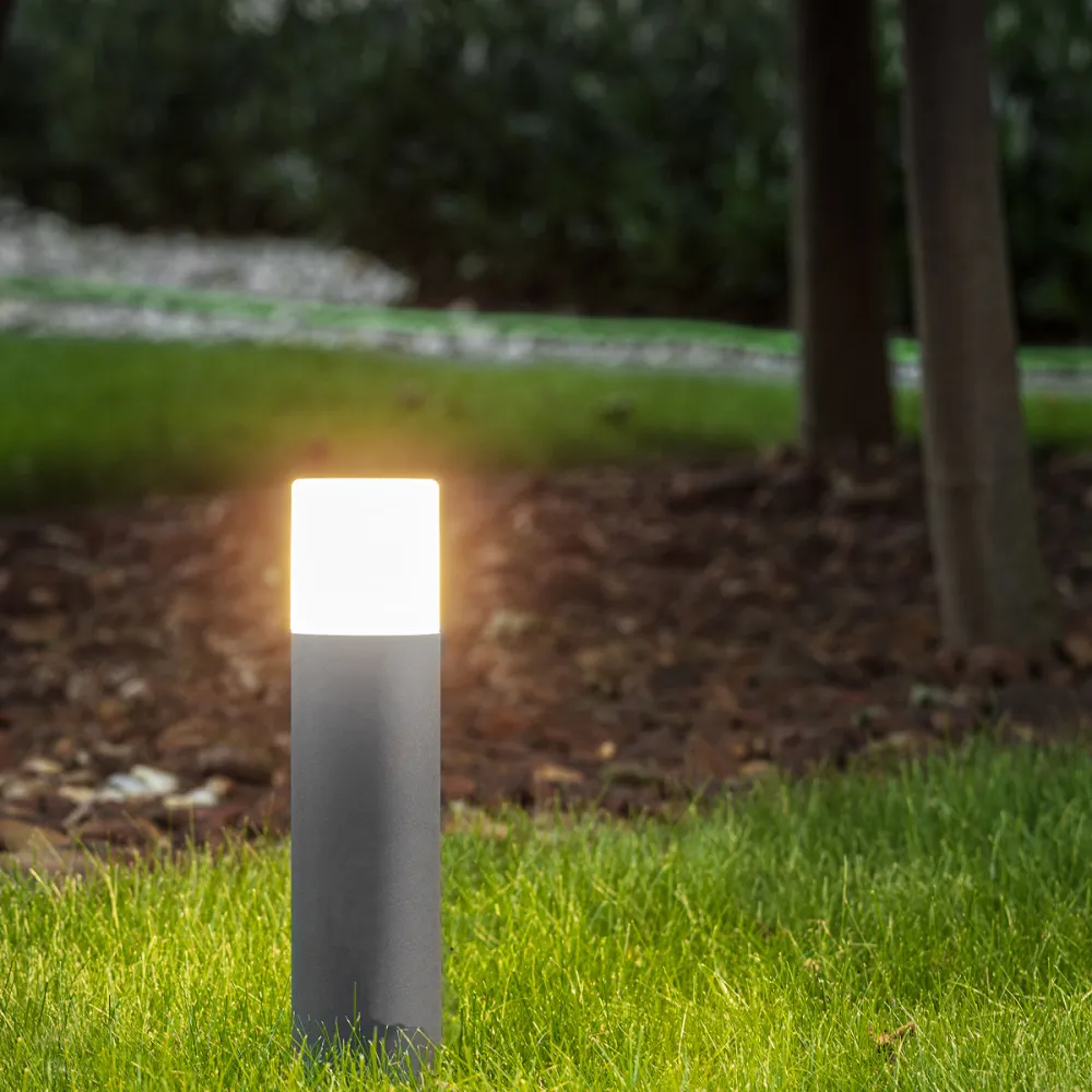 Césped Artificial Cgc lighting Poste exterior, bolardo, iluminación de caminos, gris, mediano