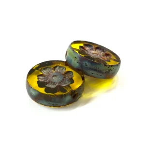 Flor, Cristal Checo, 15mm, Beads Set de 4 Piezas