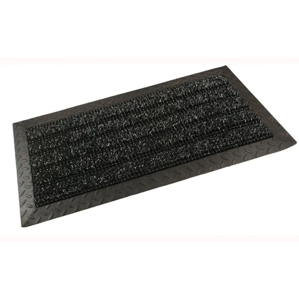 Alfombrilla para puerta de césped artificial negra GrassWorx Clean Machine de 18 de ancho y 34 de largo