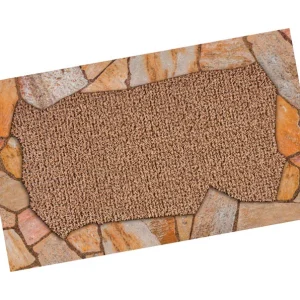 Felpudo de césped artificial marrón Lancaster Yute de 18 de ancho por 30 de largo de GrassWorx
