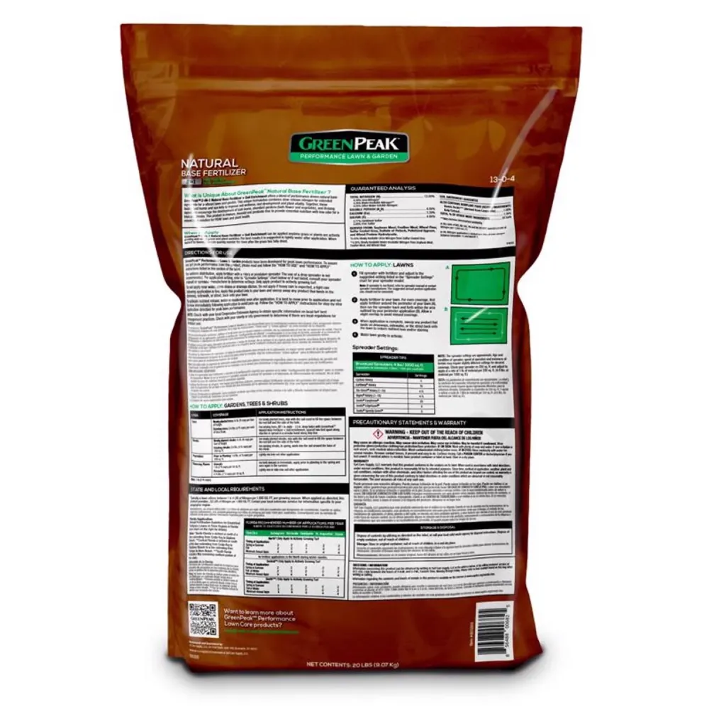Fertilizante multiusos GreenPeak Natural Base para césped de 5000 pies cuadrados