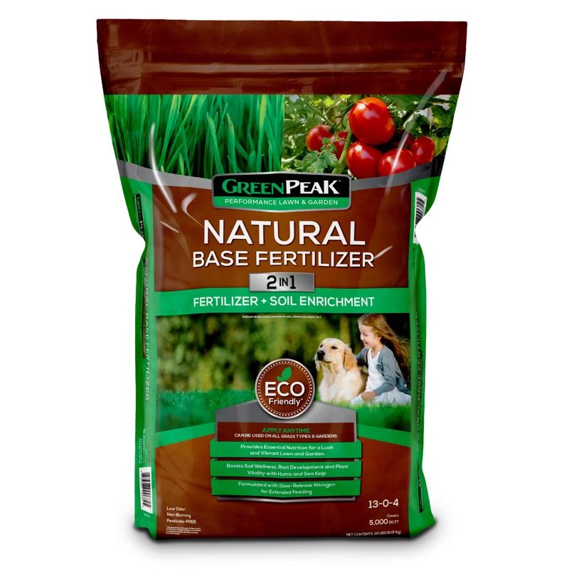 Fertilizante multiusos GreenPeak Natural Base para césped de 5000 pies cuadrados