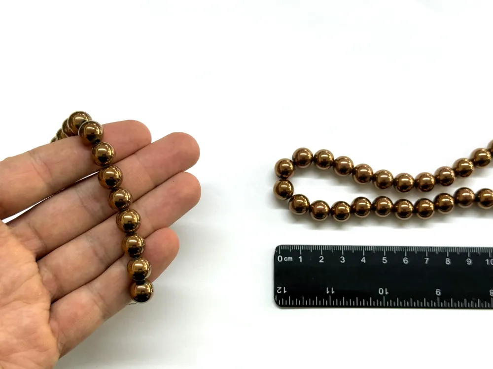 Hematite, 10mm, Beads Baterí Recargable Cobre