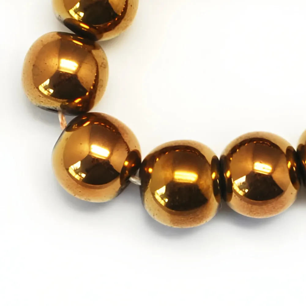 Hematite, 10mm, Beads Baterí Recargable Cobre