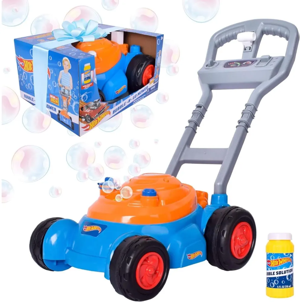 Cortadora de césped Hot Wheels Bubble N Go azul/naranja