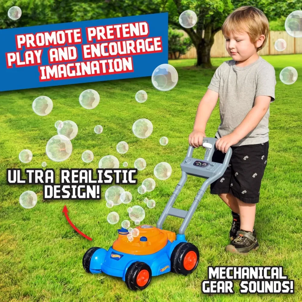 Cortadora de césped Hot Wheels Bubble N Go azul/naranja
