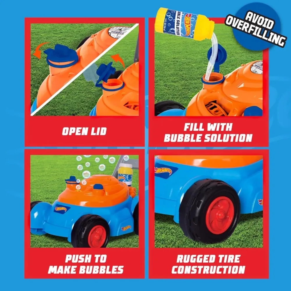 Cortadora de césped Hot Wheels Bubble N Go azul/naranja
