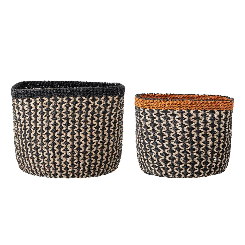 Iluminación Solar Bloomingville Ova Mand, Negro, Abaca