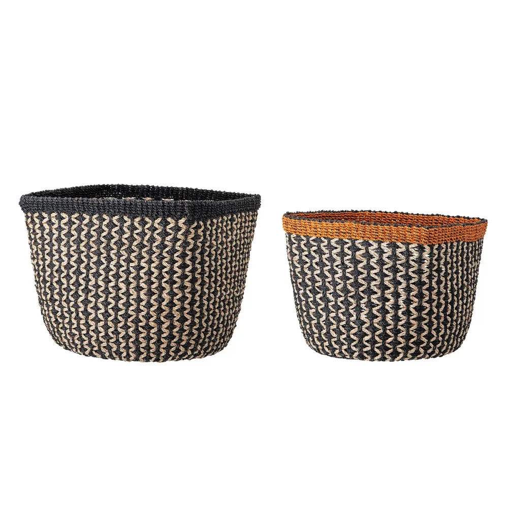 Iluminación Solar Bloomingville Ova Mand, Negro, Abaca