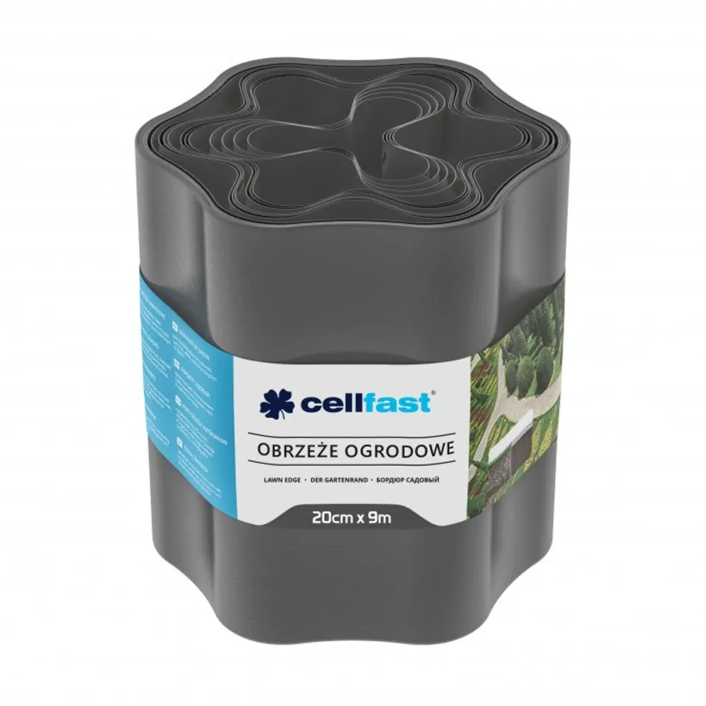 Iluminación Solar Separador de césped Cellfast, 20cm x 9m, color grafito