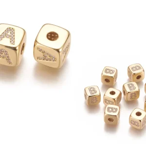 Inicial, Cubo, Beads, Enchapado 18k con 5 Boquillas