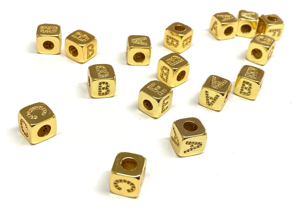 Inicial, Cubo, Beads, Enchapado 18k con 5 Boquillas