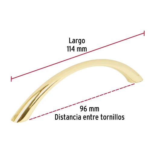 Jaladera, latón reluciente, estilo Arco | Fácil Instalación
