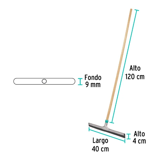 Jalador con base de acero, goma de hule, 40 cm Resistente la Intemperie