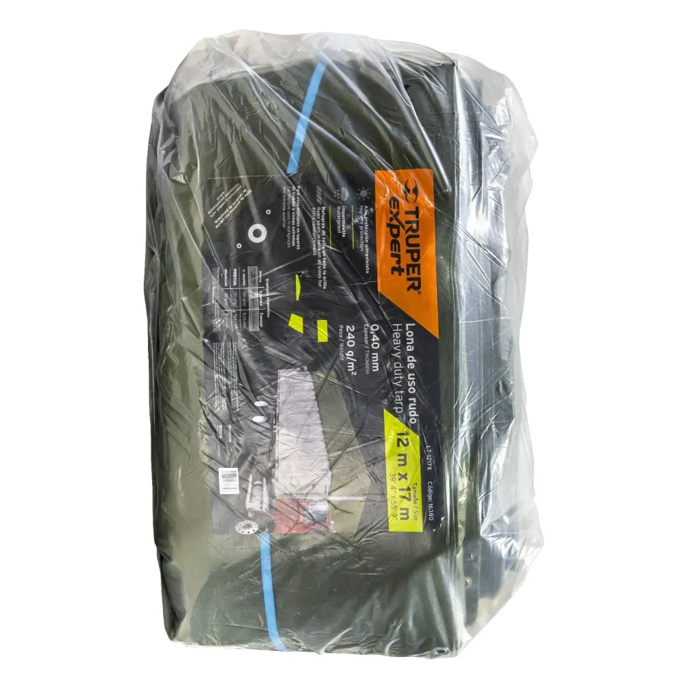 Lona uso rudo, verde olivo, 12 X 17 metros, Truper Expert de 2 x 3 Metros