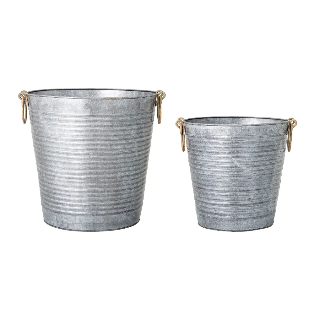 Premium de Exterior Bloomingville Evar maceta, gris, hierro galvanizado