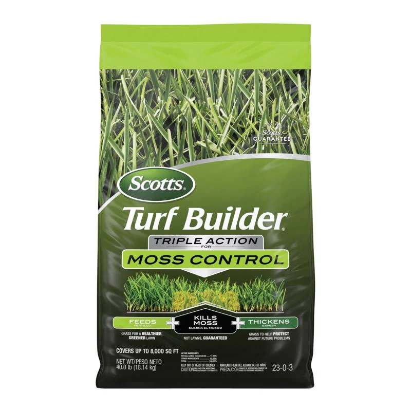 Fertilizante para césped Scotts Turf Builder que controla el musgo y los hongos para varios tipos de césped, 8000 pies cua...