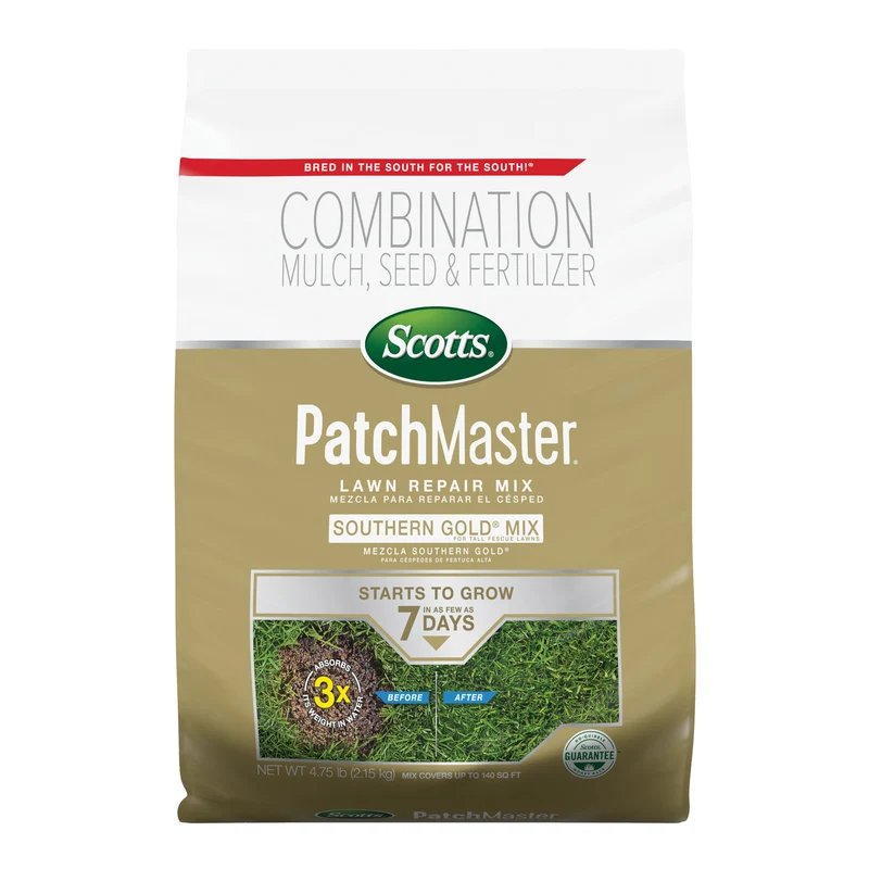 Mezcla de semillas para reparación de césped de festuca alta Scotts PatchMaster Southern Gold, 4,75 lb.