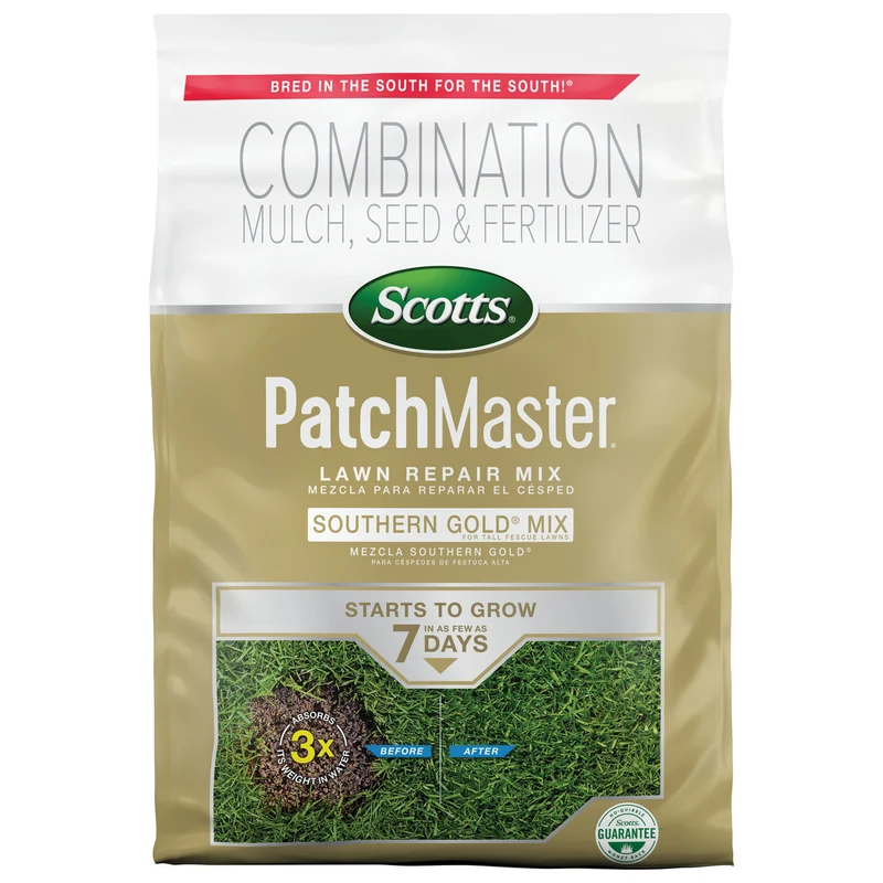 Mezcla de semillas para reparación de césped de festuca alta Scotts PatchMaster Southern Gold, 10 lb.