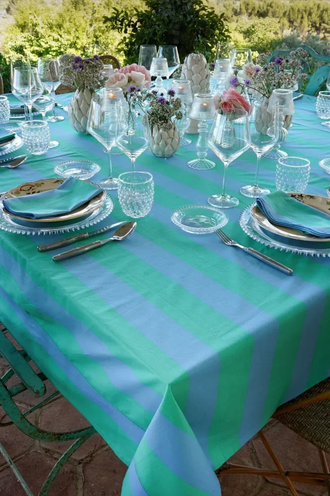 Set de Cultivo Nappe à rayures bleues et vertes