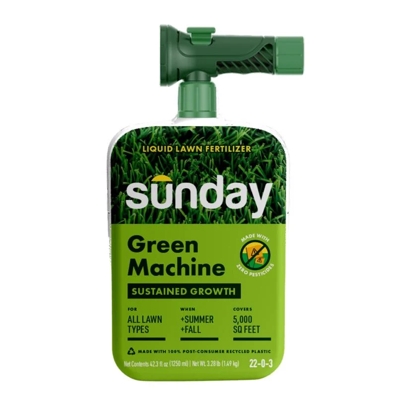 Fertilizante multiusos Sunday Green Machine para todo tipo de césped, 5000 pies cuadrados (paquete de 4)
