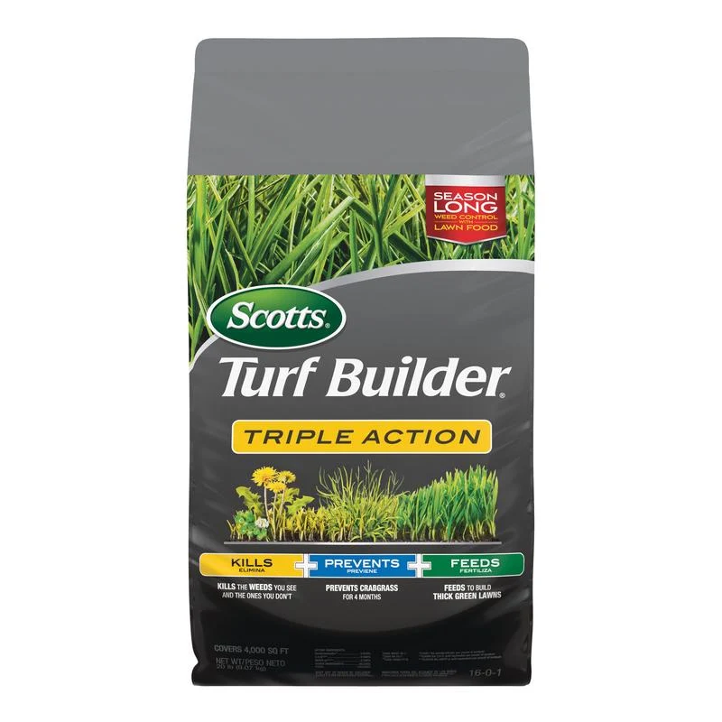 Scotts Turf Builder Triple Action 16-0-1 Control de malezas más alimento para césped para Kentucky Bluegrass 21,1 lb. THE...