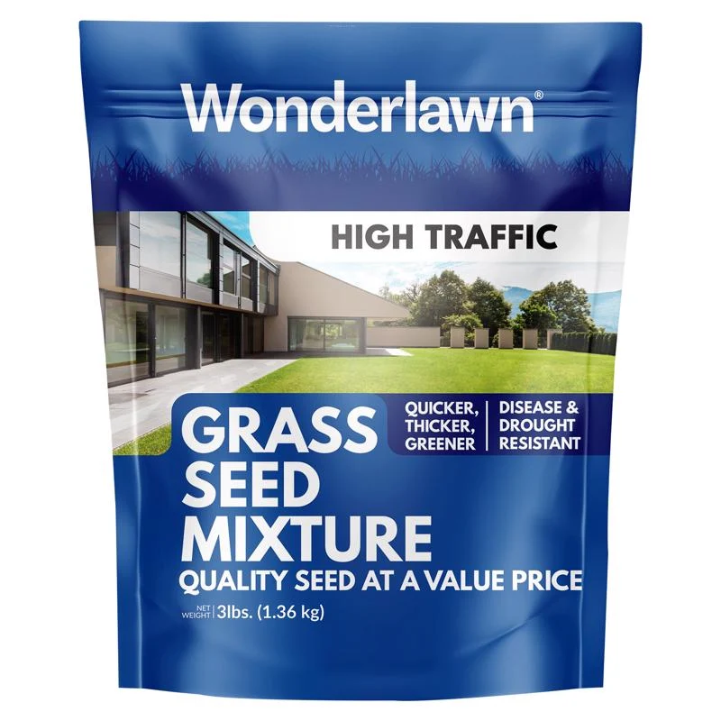 Semillas de césped mixto Wonderlawn para alto tráfico, para sol o sombra, 3 lb