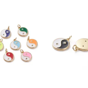 Yin Yang, Enchapado, Charm con Garantí de 3 ños Negro