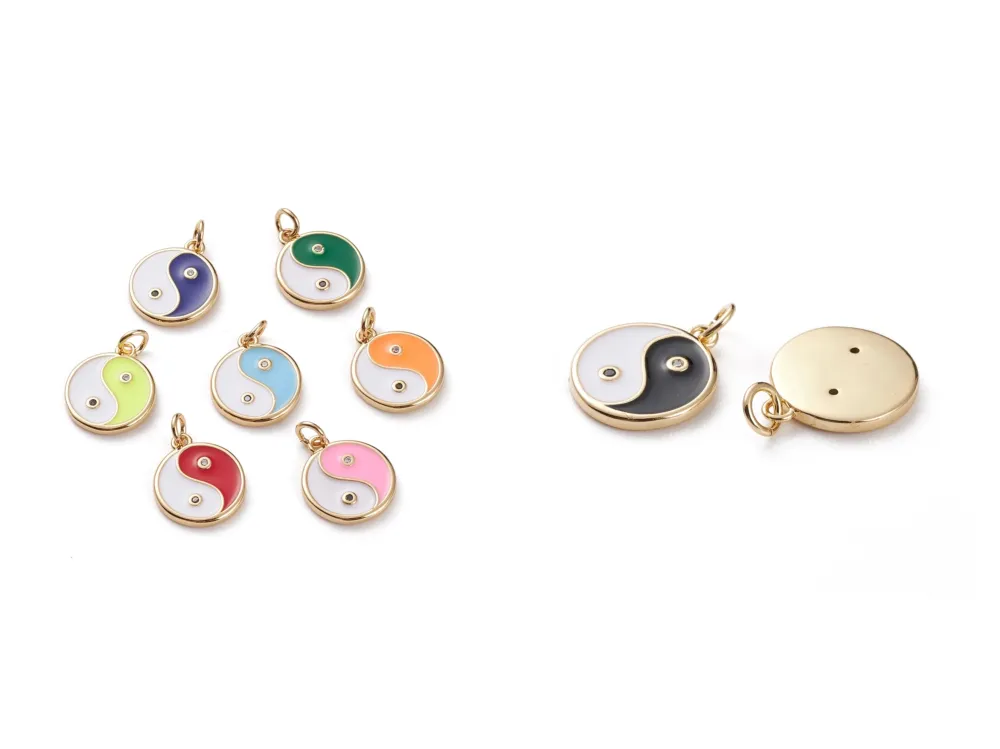 Yin Yang, Enchapado, Charm con Garantí de 3 ños Negro