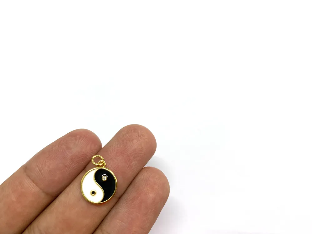 Yin Yang, Enchapado, Charm con Garantí de 3 ños Negro