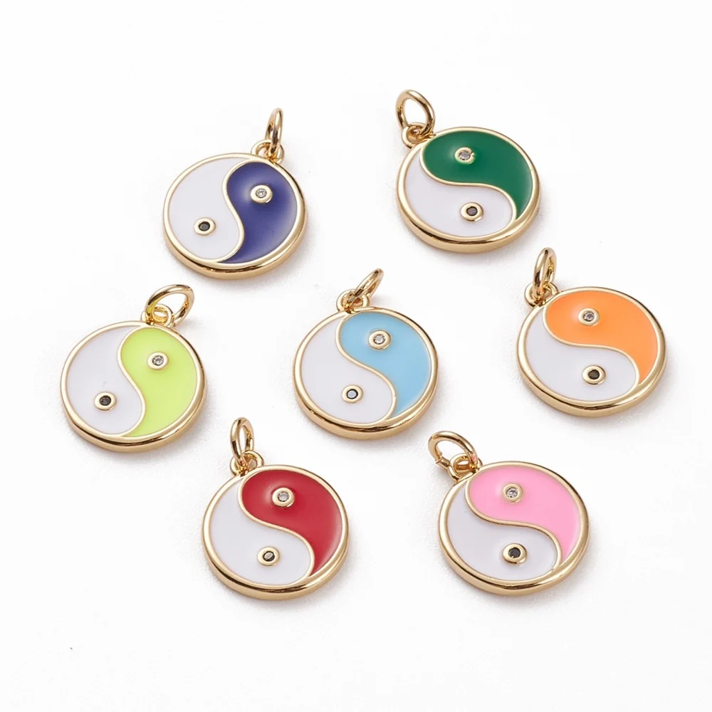 Yin Yang, Enchapado, Charm con Garantí de 3 ños Negro