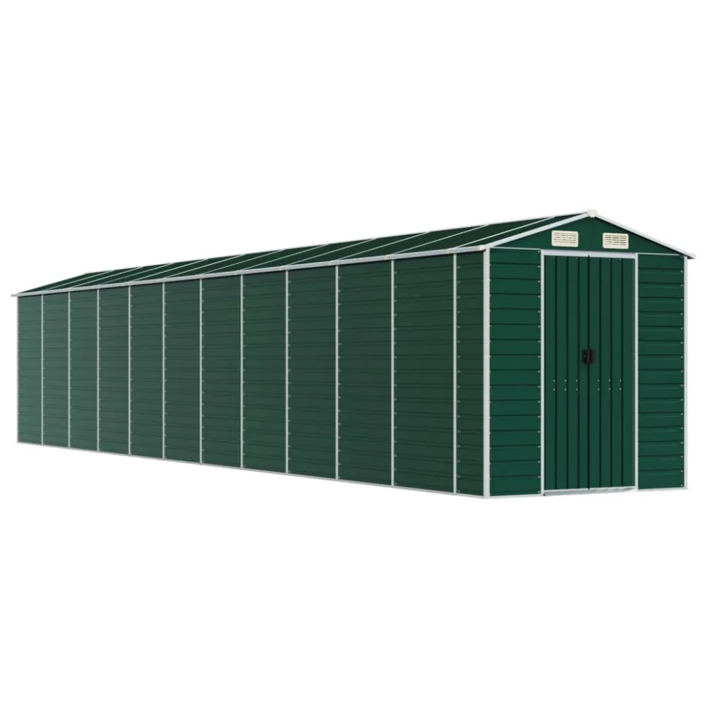 Almacén Residencial vidaXL cobertizo de jardín acero galvanizado verde 191x980x198 cm