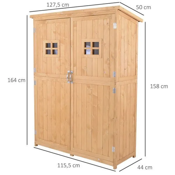 Armario Exterior Cobertizo Outsunny doble puerta con techo asfático sin aditivos 164x127,5x50 cm