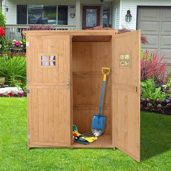 Armario Exterior Cobertizo Outsunny doble puerta con techo asfático sin aditivos 164x127,5x50 cm