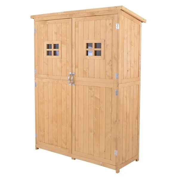 Armario Exterior Cobertizo Outsunny doble puerta con techo asfático sin aditivos 164x127,5x50 cm