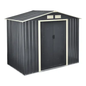 Armario Exterior Cobertizo para Almacenaje de Herramientas - hoja galvanizada y acero 213 x 127 x 185 cm - Gris oscuro