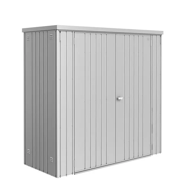 Armario metalico biohort largo jardin color plata metalizada 190