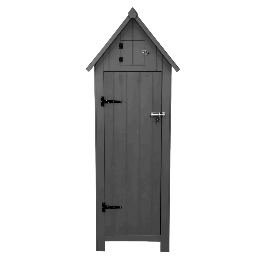 Cobertizo de jardín de madera almacenamiento exterior – gris con Puerta de Doble Hoja