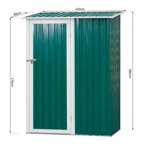 Cobertizo Outsunny con puerta acero galvanizado verde 186x143x89 cm | Espacioso | Seguro