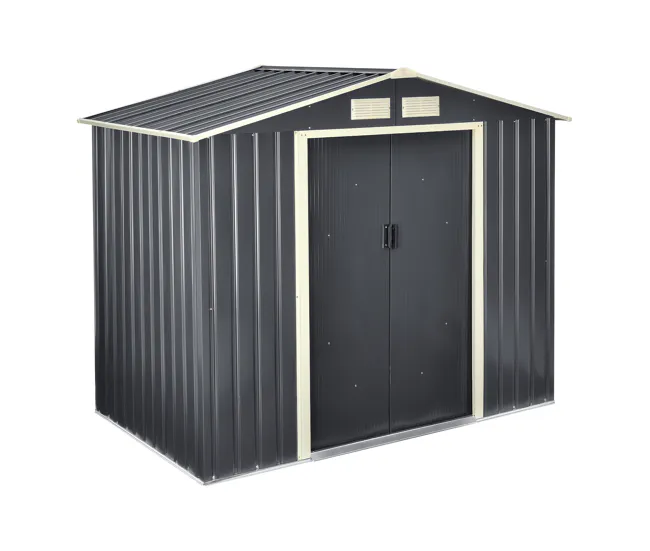 Cobertizo para Almacenaje de Herramientas - hoja galvanizada y acero 213 x 127 x 185 cm - Gris oscuro con Estantes Ajustables