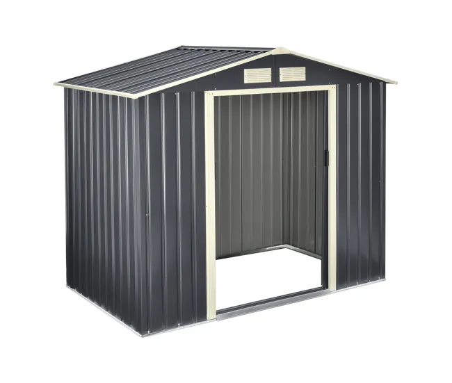 Cobertizo para Almacenaje de Herramientas - hoja galvanizada y acero 213 x 127 x 185 cm - Gris oscuro con Estantes Ajustables