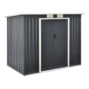 Cobertizo para Almacenaje de Herramientas - hoja galvanizada y metal 213 x 130 x 173 cm - Gris sombrío con Puerta de Doble...