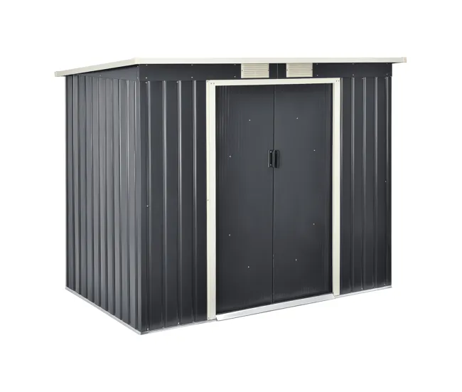 Cobertizo para Almacenaje de Herramientas - hoja galvanizada y metal 213 x 130 x 173 cm - Gris sombrío con Puerta de Doble...